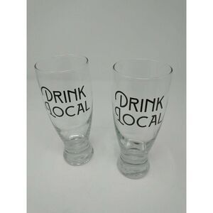 Drink Local Pub Glass Lot Of 2 14.5oz Each